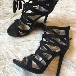 Black Lace-up Heels